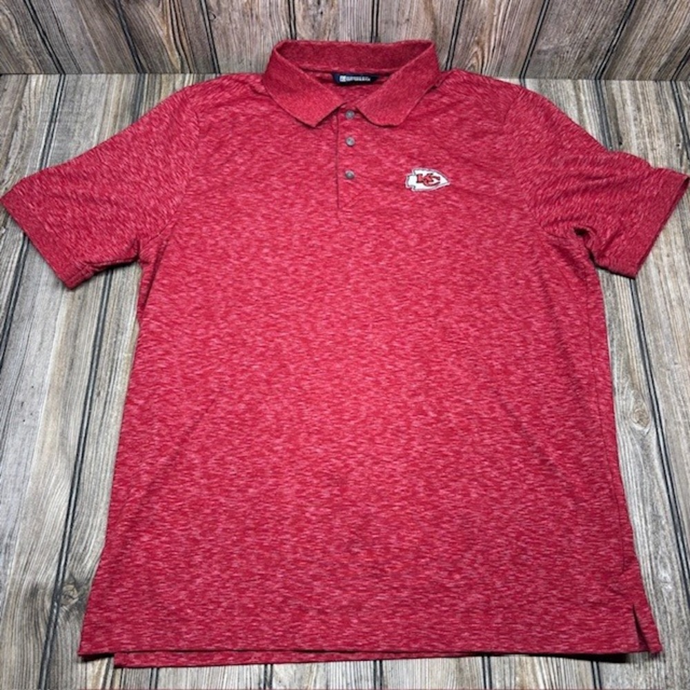 Cutter & Buck Kansas City Chiefs Mens Red Space Dye Polo Shirt Large NFL
